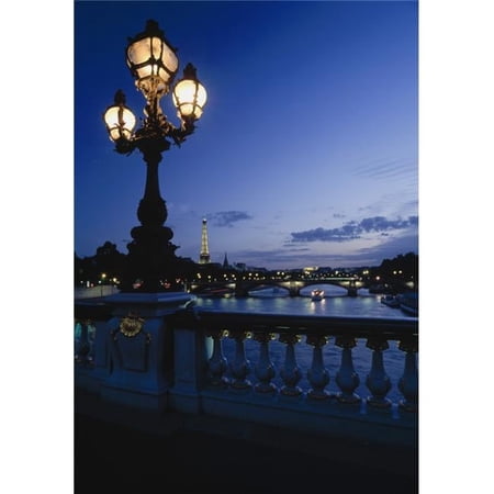 Looking From The Pont Alexandre III Down The Seine to The Eiffel Tower Poster Print 24 x 36 - Large