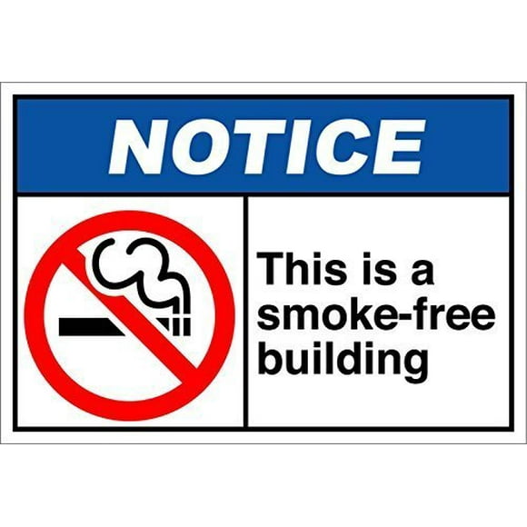 Size: 16" x 12" This is A Smoke-Free Building Notice/Ansi Metal Sign Wall Decor