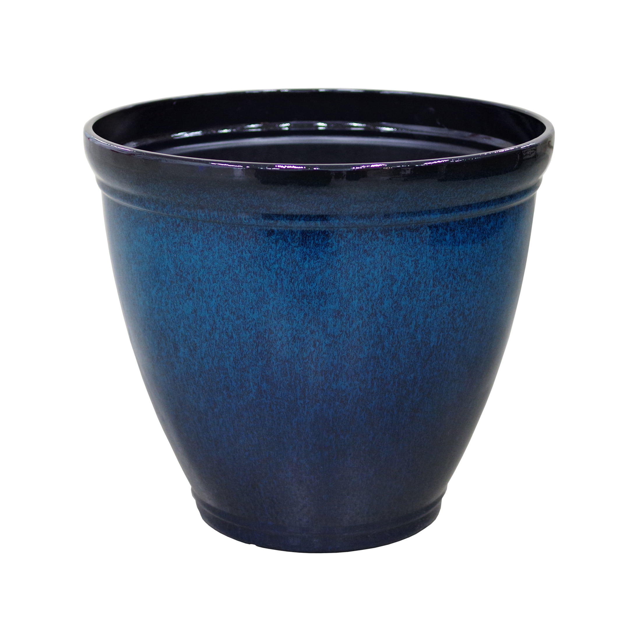 Mainstays 14.5 inch Gradient Blue Round Recycled Resin Planter, 14.7in x 14.7in x12.98in