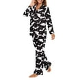 thumbnail image 3 of Garronmavis Halloween Pajamas for Women Long Sleeve Sleepwear Bats Printed Cozy Soft Lounge Sets Button-Down Nightwear Fits for Fall & Winter, 3 of 7