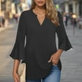 thumbnail image 6 of Hvyesh Women's Work Blouses Ruffle 3/4 Sleeve Dressy Top V Neck Casual Chiffon Tunic Blouses Business Shirts, 6 of 6