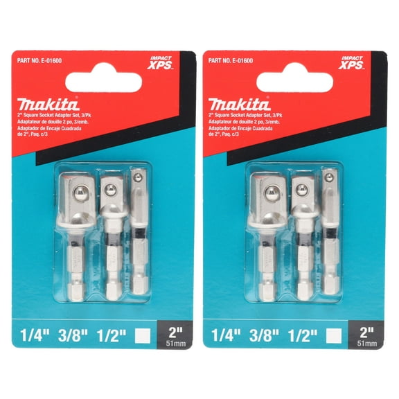 Makita E-01600 XPS 3-Piece Square 2in Impact Socket Adapter Set (2-Pack)