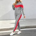 thumbnail image 5 of Women's 2 Piece Tracksuit Set Color Blocked Zip Up Stand Collar Long Sleeve Jacket Elastic Waist Jogger Pants for Sports Workout Daily Wear Gray S, 5 of 7