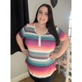 thumbnail image 5 of TIYOMI Plus Size Tops For Women Short Sleeve Henley Shirts Colorful Buttons Down Summer T-shirts Rainbow Stripe Henley Crewneck Casual Tunics XL 16W 18W, 5 of 7