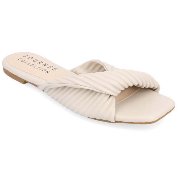 Journee Womens Emalynn Slip On Flat Sandals