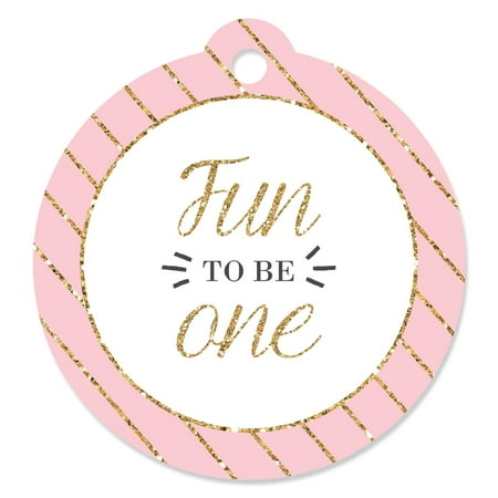 Big Dot of Happiness 1st Birthday Girl – Fun to be One – First Birthday Party Favor Gift Tags (Set of 20)