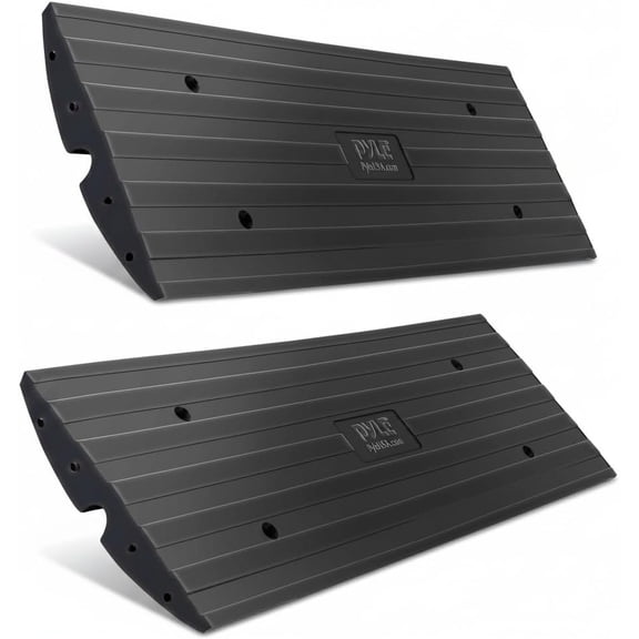 Pyle Truck Curb Ramps PCRBDR21 Rubber Curb Side Bridge Tracks 11, 000 lb Max Load - Black 2 Pack