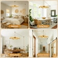 thumbnail image 7 of Bamboo Plug in Pendant Light, 24 Inch Flower Handwoven Rattan Lampshade Stepless Dimmable Boho Chandelier, 11.3 ft Plug in Hanging Lamp for Hallway Kitchen Island Dining Room Bedroom(Not Bulb), 7 of 7