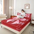 thumbnail image 3 of Erosebridal Teens Pink Bow Knot Queen Sheet Sets 4 Pieces,Girly Dreamy Dance Bed Set,Breathable Home Decor, 3 of 5