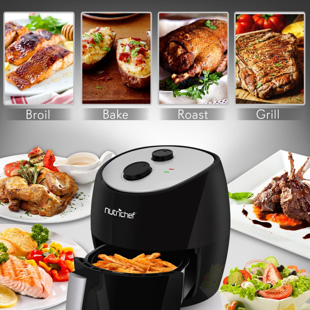NutriChef PKAIRFR22 - Electric Air Fryer - Oil-Free Kitchen Air Frying with Non-Stick Fry Basket, 3.0L Capacity
