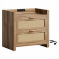 thumbnail image 4 of 2 Piece Night Stand , Rattan Nightstands with Type-C Charging Station, Drawers - Boho Wood Bed Side End Table for Small Space, 4 of 9