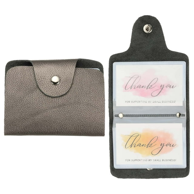 Uxcell 2 Pcs Soporte de Tarjetas de Crédito de Cuero Organizador de Tarjetas de Presentación Cartera Protectora Slim con 24 Ranuras para Hombres y Mujeres, Plateado