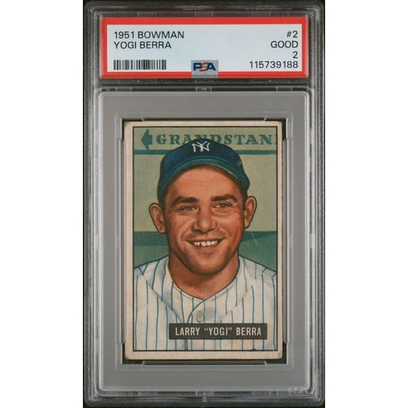 Graded 1951 Bowman Yogi Berra #2 Baseball Card PSA 2 Good