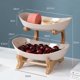 thumbnail image 3 of Plato de frutas con soporte de madera, estantes para pasteles, expositor, organizador, servidor de alimentos 2 niveles beige, 3 of 8