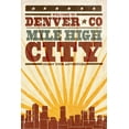 thumbnail image 1 of Denver, Colorado, Skyline and Sunburst Screenprint Style (12x18 Wall Art Poster, Room Decor), 1 of 3