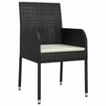 thumbnail image 3 of vidaXL 3 Piece Garden Dining Set with Cushions Black Poly Rattan, 3 of 5