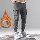 thumbnail image 1 of Pantalones casuales con forro polar para otoño e invierno para hombre, estilo coreano moderno, pantalones cargo holgados, deportivos y cómodos, 1 of 4