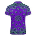 thumbnail image 5 of Classic Paisley Bandana, Purple And Green Men Zipper T-shirt Summer Casual Short Sleeve T-shirt Top, 5 of 7