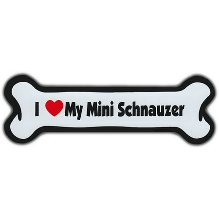 Mighty Mini Magnet - Dog Bone Magnet: I Love My Mini Schnauzer | For Cars, Refrigerators, More