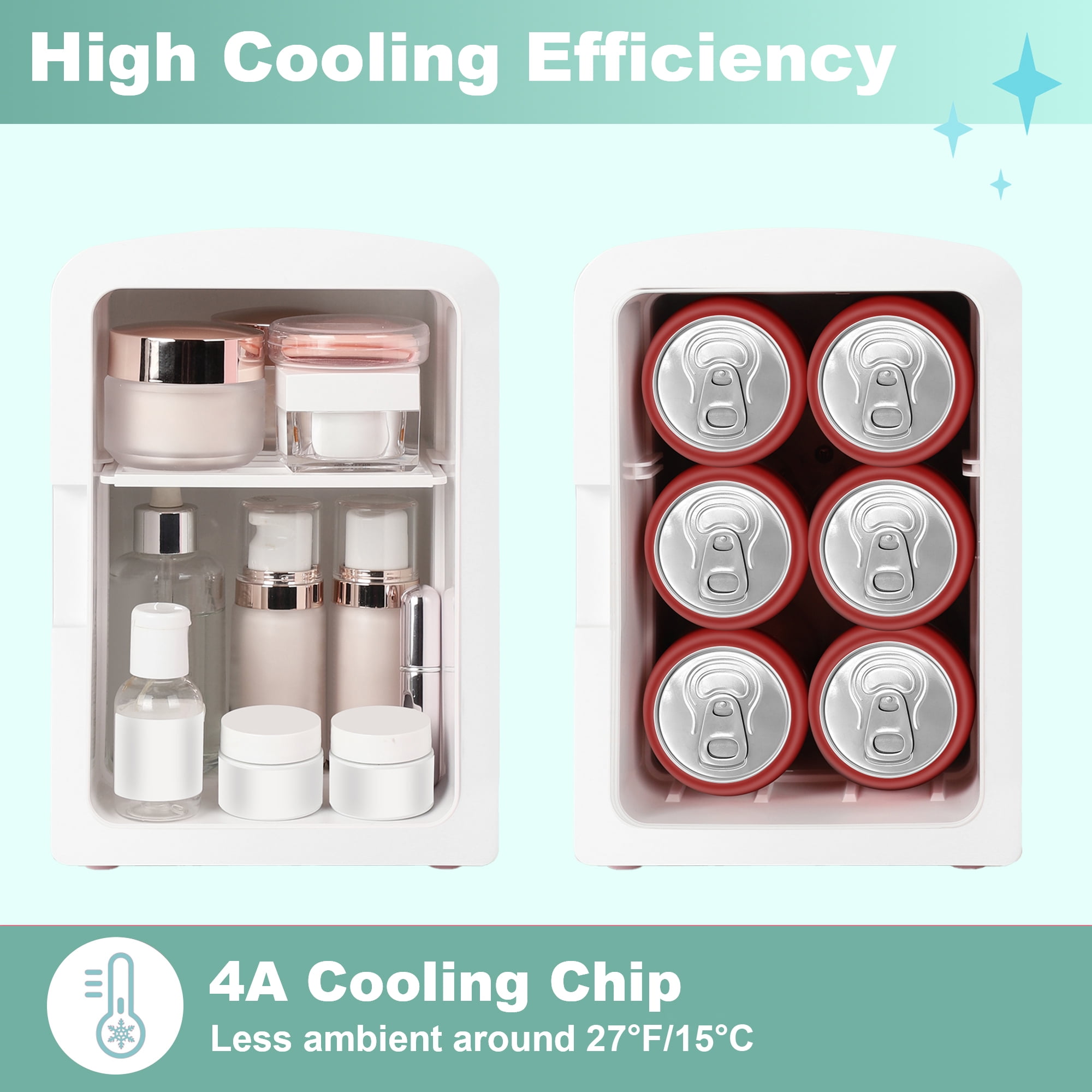 IceBlue LED Mirror Skincare Refrigerator- 4L Mini Fridge for Makeup & Drinks - Car/Home Portable Cooler
