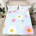 thumbnail image 2 of Feelyou Dreamy Blue Floral Full Size Sheets, Kawaii Daisy Groovy Flower Bed Sheets, Dreamy Princess Style Sheet Sets, Lightweight Room Decor, 4-Piece, 2 of 7