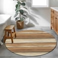 thumbnail image 3 of Round Rugs 4 Ft, Brown Khaki Wooden Non Slip Area Rugs for Kitchen Bedroom Entryway, Vintage Farmhouse Retro Art Washable Carpet Runner Rug Floor Mats for Bedroom Home Decor, 3 of 8