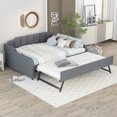 thumbnail image 2 of Full Size Upholstery Daybed, Daybed Frame with Trundle and USB Charging Design for Teens Adults, Multifunctional Bedframe Wood Sofa Bed for Bedroom Dorm Room, Trundle Can Be Flat or Erected, Gray, 2 of 7