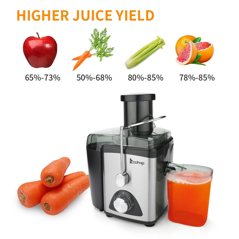 Juice Extractor, Juicer Machines Vegetable and Fruit, Electric Orange Juicer  Centrifugal Juice Maker for Juicing Fruits, Home Small Stainless Steel  Citrus Juicers Easy to Clean, Black, J905 