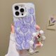 thumbnail image 1 of Para iPhone 11 14 Pro Max 12 13 Colorido Patrón De La Cáscara Púrpura Tulip Impresión Suave TPU Anti-Arañazos Caso Del Teléfono Con La Cadena A Prueba De Golpes Celular Protector Caídas, 1 of 4