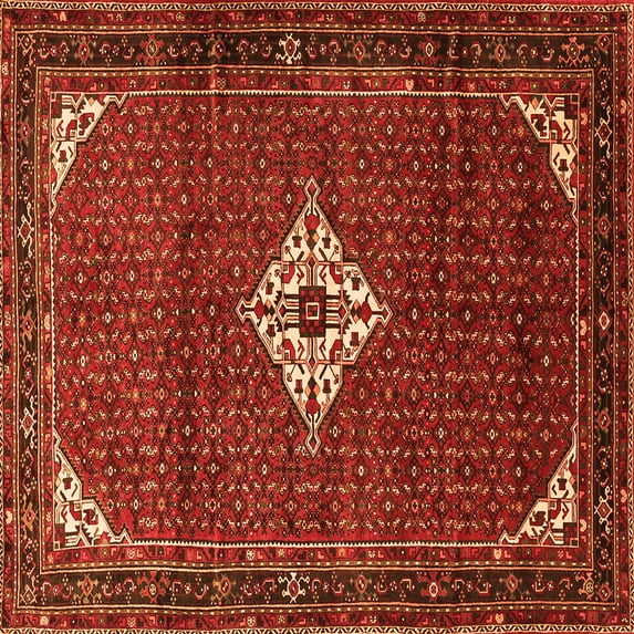 Ahgly Company Indoor Square Persian Orange Traditional Area Rugs, 6' Square