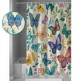 thumbnail image 3 of Extra Long Shower Curtain 72x96 Inch, Colorful Butterfly Shower Curtain Waterproof Bathroom Decor Retro Farmhouse Country Plants Fabric Bath Curtain Set Accessories with Hooks, 3 of 6