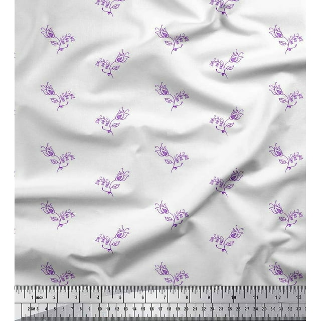 Soimoi Tissu en Toile Épaisse Violette Bourgeon Artistique Floral Imprimés au Mètre 58 Pouces de Large