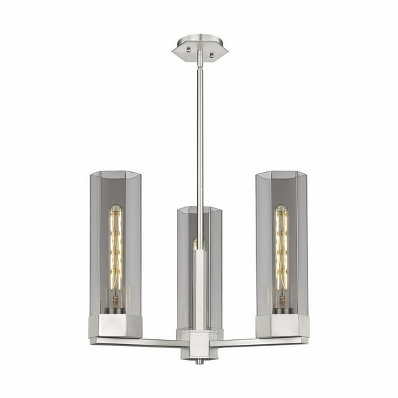 Innovations Lighting Claverack - 3 Light 14" Stem Hung Pendant Satin Nickel/Plated Smoke