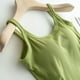 thumbnail image 5 of Camiseta interior de color liso con relleno en el pecho para mujer: camiseta sin mangas adelgazante 80 % algodón y spandex para deporte y ropa exterior., 5 of 8