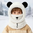 thumbnail image 5 of Bobifish Boys Winter Hat Warm Panda Ear Hooded Hat With Face Scarf Cold Weather Fluffy Windproof Hat, 5 of 9