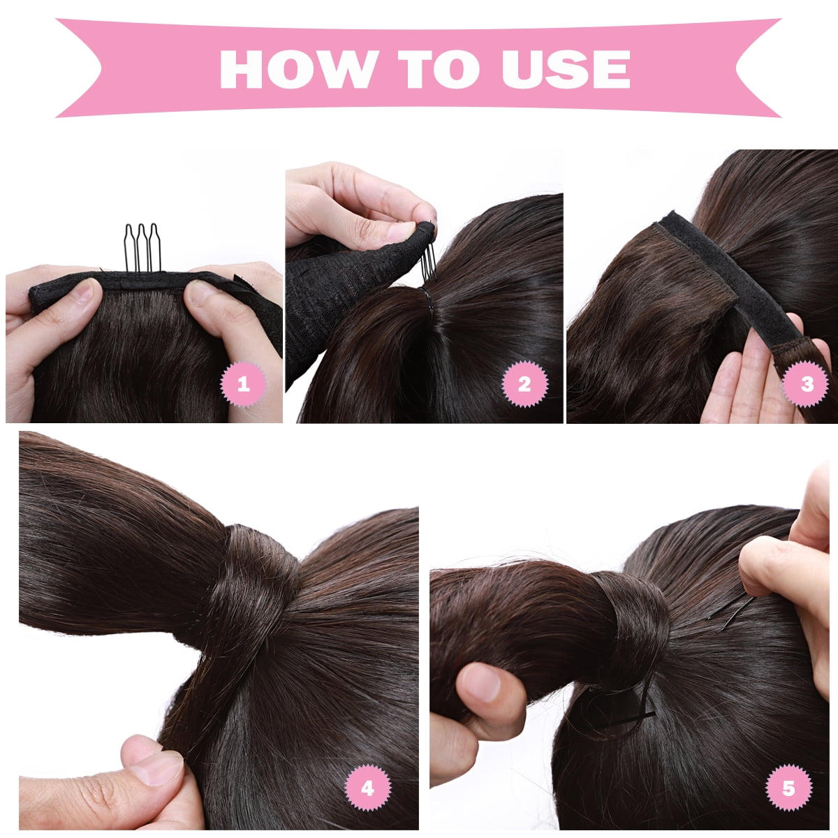 Benehair Clip in Ponytail Hair Extensions Human Hair Ponytail Wrap Around Remy Hair One Piece Human Hair Extensions Jet Black 18inch 90g Body Wave Curly Pony Tail