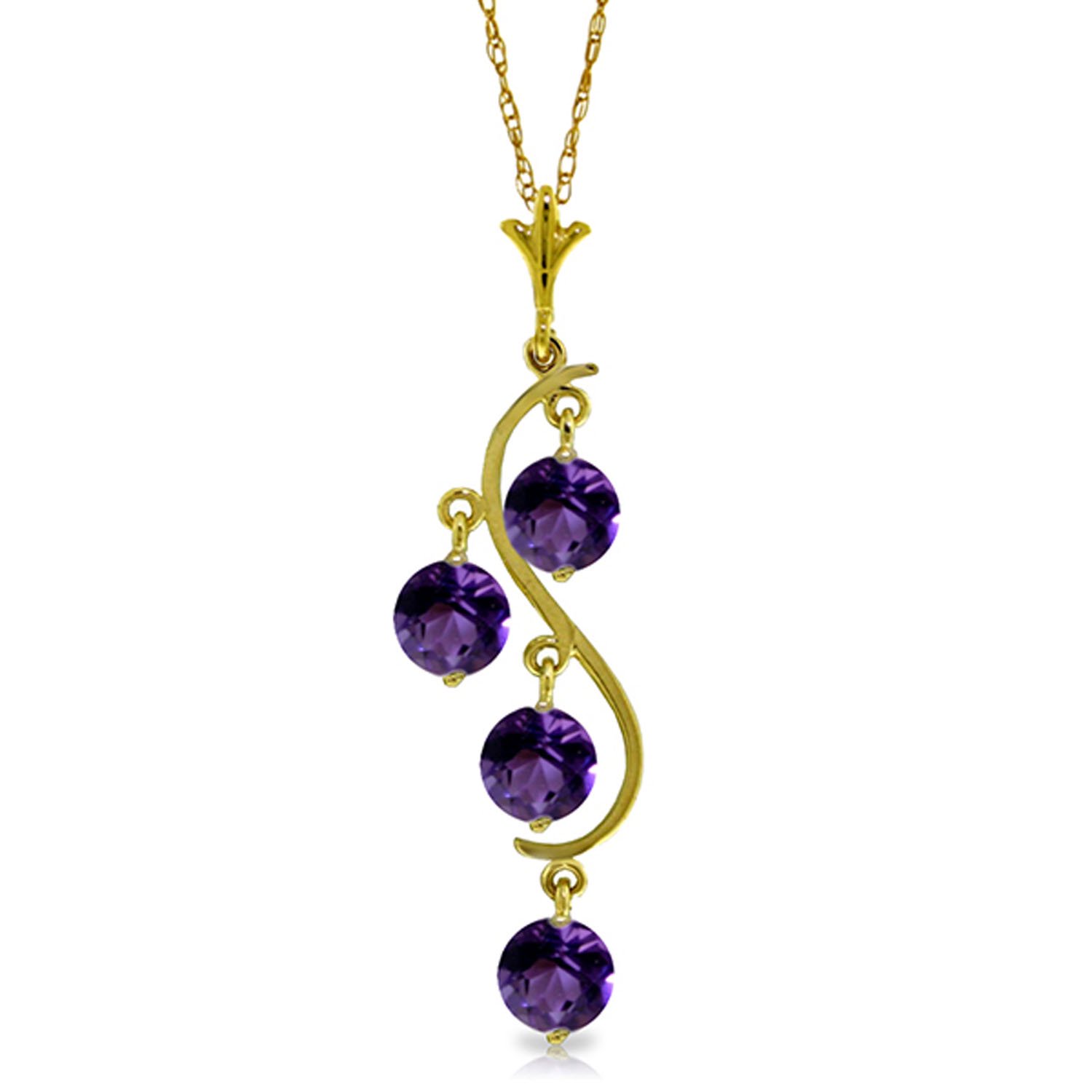 Galaxy Gold 14K Solid Gold Natural Amethyst Pendant Necklace for Women - Yellow Gold Fine Jewelry