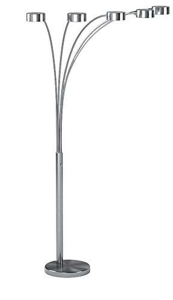 Artiva USA Micah  88" 5-Arc Brushed Steel Floor Lamp w/ Dimmer Switch
