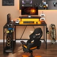 thumbnail image 5 of Bestier 48" L Shaped Gaming Desk with LED Lights & Power Outlets, Computer Desk with Monitor Stand, Carbon Fiber, 5 of 8