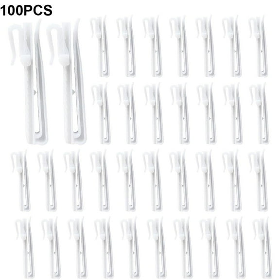 100pcs PlasticCurtain Hooks, Adjustable Pinch Pleat Hooks for Drapes Depth Pinch