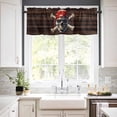 thumbnail image 2 of Horror Skull Valances for Windows Farmhouse Kitchen Curtains Valances Rod Pocket Valance Curtains for Kitchen Windows Abstract Skeleton Wooden Vintage Window Valances for Bathroom Bedroom 60"x18", 2 of 6