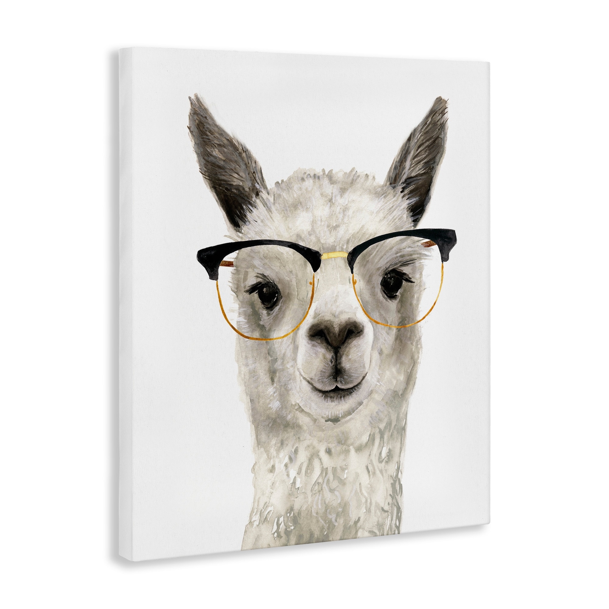 Stupell Industries Farm Animal Llama In Glasses Animals & Insects Painting Gallery Wrapped Canvas Print Wall Art