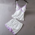 thumbnail image 2 of Tqyyweavej Pajama Sets for Women 2 Piece Lace Sexy Sleeveless Cami Tank Top and Shorts Pj Set Y2K Matching Lounge Sleepwear, 2 of 3