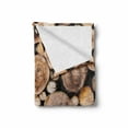 thumbnail image 2 of Rustic Soft Flannel Fleece Throw Blanket, Wooden Logs Background Circular Shaped Oak Tree Life and Growth Theme Print, Cozy Plush for Indoor and Outdoor Use, 50" x 70", Pale Sand Brown, by Ambesonne, 2 of 6