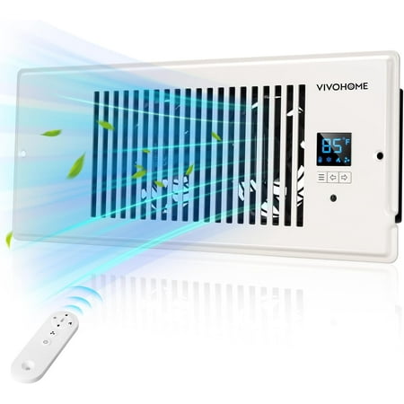 SPECSTAR Quiet Register Booster Fan 4'' x 12'' with Intelligent Thermostat 10-Speed Remote Control, Heating Cooling AC Vent Booster Fan, Smart Register Vent for Room Floor Wall, White