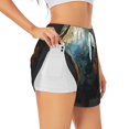thumbnail image 2 of Haiem Owl Globe Sculpture Women's 2 in 1 Running Shorts - Lightweight Athletic Workout Gym Yoga Breathable Sports Shorts Liner with Phone Pockets-Small, 2 of 9