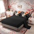 thumbnail image 4 of Manfei Ink Red Sun Pagoda Twin Bedding Sets for Home, Mountain River Bedding Comforter Set for Office, Black Beige Red, Black Reversible7 Pieces, 4 of 6