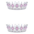 thumbnail image 2 of maskred Alloy Exquisite Craft And Detailed Carved Wedding Hair Crown For Brides Rhinestone Tiaras And Crowns Silver + pink 2Set, 2 of 6