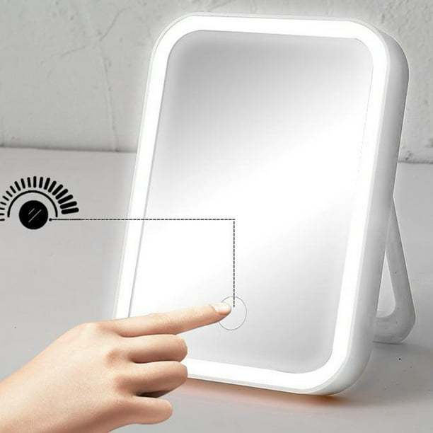 Espejo de maquillaje con luces LED Salvador Espejo de tocador recargable USB pantalla táctil tres colores