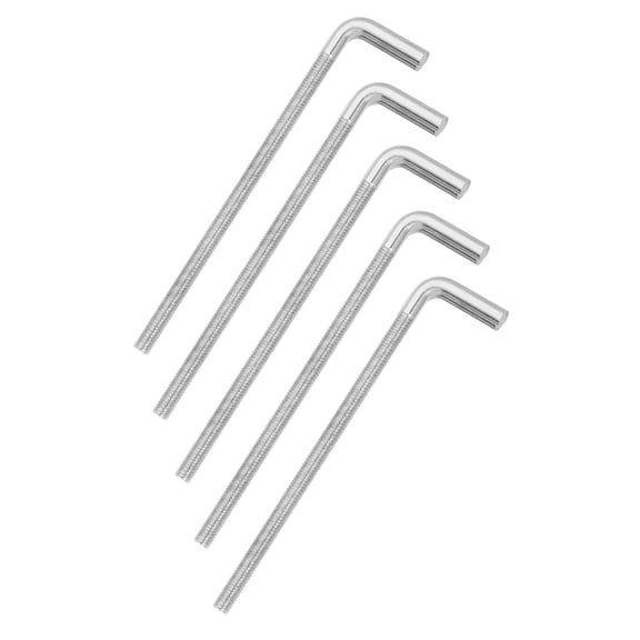 Uxcell M8x150mm 7/L-Shaped Right Angle Bolt Screw, 304 Stainless Steel L Shape Foundation Bolt Long Square Bend Screw, 5 Pcs
